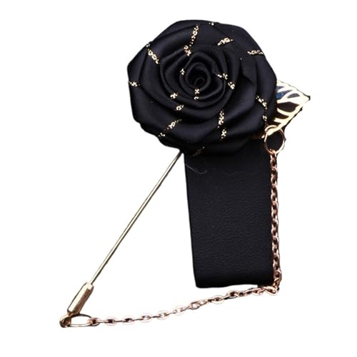 XPJYUA Hochzeit Corsage 10 STÜCKE Groomsmen Boutonniere Hochzeit Corsage Bräutigam Brosche Pins Seide Rose Blume Bräutigam Revers Pin Männer Anzug Hochzeit Zubehör(Black) von XPJYUA