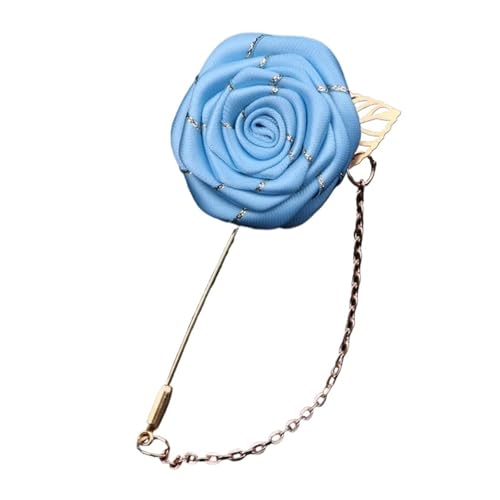 XPJYUA Hochzeit Corsage 10 STÜCKE Groomsmen Boutonniere Hochzeit Corsage Bräutigam Brosche Pins Seide Rose Blume Bräutigam Revers Pin Männer Anzug Hochzeit Zubehör(Blue) von XPJYUA