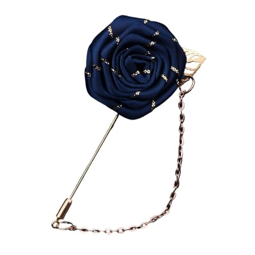 XPJYUA Hochzeit Corsage 10 STÜCKE Groomsmen Boutonniere Hochzeit Corsage Bräutigam Brosche Pins Seide Rose Blume Bräutigam Revers Pin Männer Anzug Hochzeit Zubehör(Deep Blue) von XPJYUA