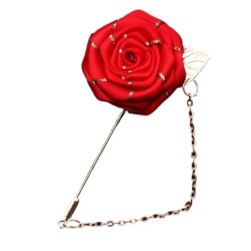 XPJYUA Hochzeit Corsage 10 STÜCKE Groomsmen Boutonniere Hochzeit Corsage Bräutigam Brosche Pins Seide Rose Blume Bräutigam Revers Pin Männer Anzug Hochzeit Zubehör(Red) von XPJYUA