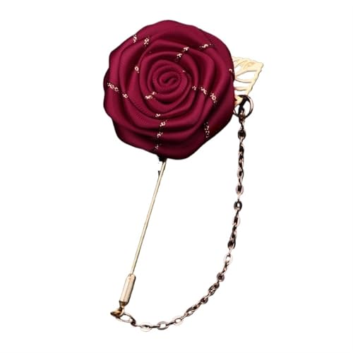 XPJYUA Hochzeit Corsage 10 STÜCKE Groomsmen Boutonniere Hochzeit Corsage Bräutigam Brosche Pins Seide Rose Blume Bräutigam Revers Pin Männer Anzug Hochzeit Zubehör(Red1) von XPJYUA