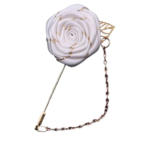 XPJYUA Hochzeit Corsage 10 STÜCKE Groomsmen Boutonniere Hochzeit Corsage Bräutigam Brosche Pins Seide Rose Blume Bräutigam Revers Pin Männer Anzug Hochzeit Zubehör(White) von XPJYUA