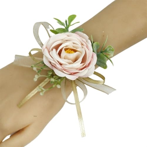 XPJYUA Hochzeit Corsage Ansteckblume aus Seide mit Rosen for Damen, for Hochzeitsnadeln, Bunte Blumen, Brautjungfern, Hochzeitsaccessoires, Ansteckblume und Ansteckblume-Set(Pink Corsage) von XPJYUA