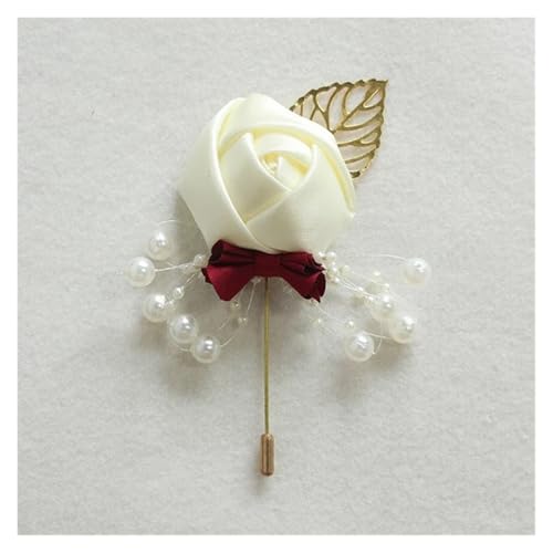 XPJYUA Hochzeit Corsage Ansteckblume for Hochzeit, Seidenrose, Ansteckblume for den Bräutigam, Knopflochnadel, Boutonniere, Männer, Hochzeitsplaner, Ansteckblume(Beige Gold) von XPJYUA