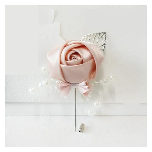 XPJYUA Hochzeit Corsage Ansteckblume for Hochzeit, Seidenrose, Ansteckblume for den Bräutigam, Knopflochnadel, Boutonniere, Männer, Hochzeitsplaner, Ansteckblume(Pink2) von XPJYUA