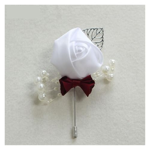 XPJYUA Hochzeit Corsage Ansteckblume for Hochzeit, Seidenrose, Ansteckblume for den Bräutigam, Knopflochnadel, Boutonniere, Männer, Hochzeitsplaner, Ansteckblume(White) von XPJYUA