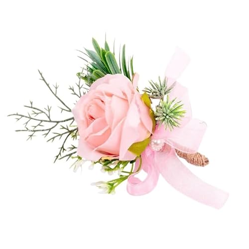 XPJYUA Hochzeit Corsage Ansteckblume for die Hochzeit, Rosenperle, Ansteckblume for das Handgelenk, Hochzeitsarmband for die Brautjungfer, Ansteckblume for das Handgelenk, Brautjungfernschwestern(03) von XPJYUA