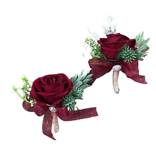 XPJYUA Hochzeit Corsage Ansteckblume for die Hochzeit, Rosenperle, Ansteckblume for das Handgelenk, Hochzeitsarmband for die Brautjungfer, Ansteckblume for das Handgelenk, Brautjungfernschwestern(05) von XPJYUA