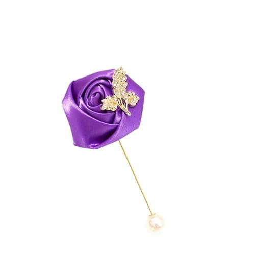 XPJYUA Hochzeit Corsage Anstecknadeln for Damen und Herren, rot, for Hochzeit, Knopfloch, Boutonniere, Trauzeugen, Abschlussball, Anzug, Ehe-Accessoires(Purple Corsage) von XPJYUA