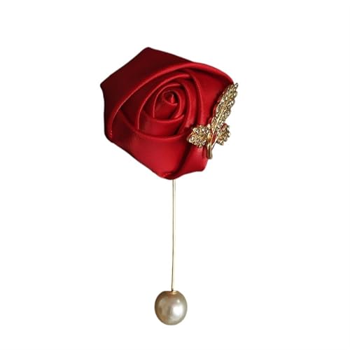 XPJYUA Hochzeit Corsage Anstecknadeln for Damen und Herren, rot, for Hochzeit, Knopfloch, Boutonniere, Trauzeugen, Abschlussball, Anzug, Ehe-Accessoires(Red Corsage) von XPJYUA