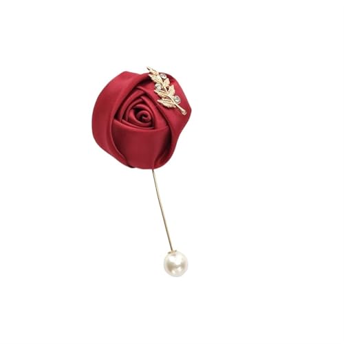 XPJYUA Hochzeit Corsage Anstecknadeln for Damen und Herren, rot, for Hochzeit, Knopfloch, Boutonniere, Trauzeugen, Abschlussball, Anzug, Ehe-Accessoires(Wine Red Corsage) von XPJYUA