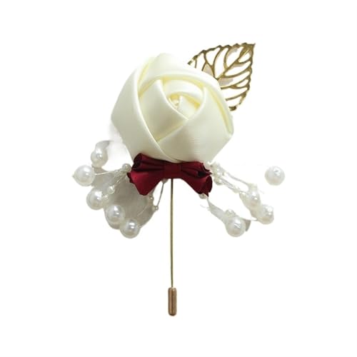 XPJYUA Hochzeit Corsage Boutonniere for Männer, handgefertigt, Bräutigam-Ansteckblume, Seidenrose, Hochzeitsbedarf, Festival, Abschlussball, Party-Dekor(16) von XPJYUA