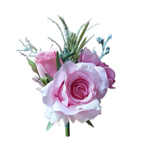 XPJYUA Hochzeit Corsage Boutonnieres Blumen Künstliche weiße Rosen Seide Elfenbein Corsage Knopfloch Bräutigam Männer Boutonniere for Männer Hochzeitsaccessoires(C) von XPJYUA