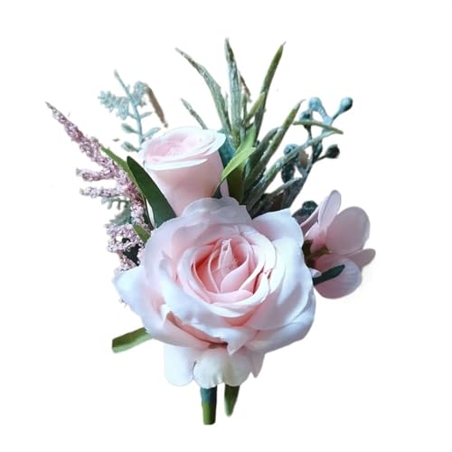 XPJYUA Hochzeit Corsage Boutonnieres Blumen Künstliche weiße Rosen Seide Elfenbein Corsage Knopfloch Bräutigam Männer Boutonniere for Männer Hochzeitsaccessoires(E) von XPJYUA