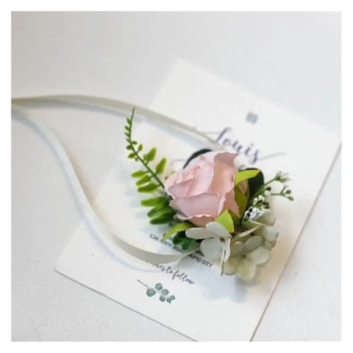 XPJYUA Hochzeit Corsage Bräutigam Boutonniere Künstliche Seide Brosche Pin Handgelenk Corsage Hochzeit Frauen Männer Knopfloch Armband Braut Mariage Party Dekoration(H) von XPJYUA