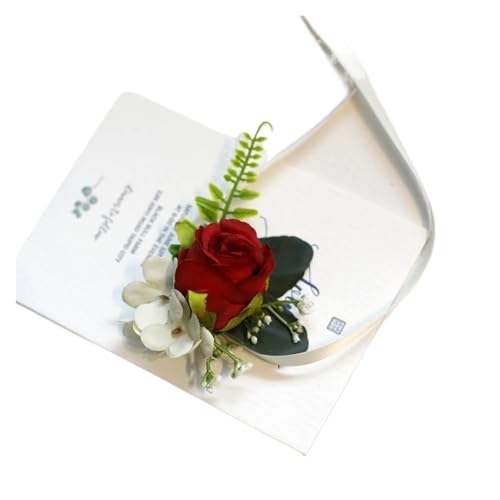 XPJYUA Hochzeit Corsage Bräutigam Boutonniere Künstliche Seide Brosche Pin Handgelenk Corsage Hochzeit Frauen Männer Knopfloch Armband Braut Mariage Party Dekoration(J) von XPJYUA