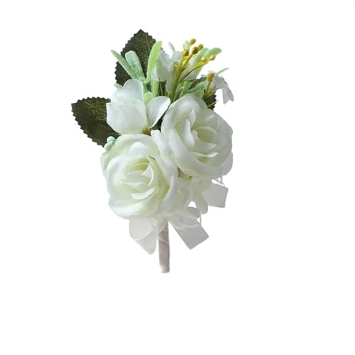 XPJYUA Hochzeit Corsage Corsage for Männer, Hochzeit, rustikal, Boutonniere, weiß, Braut-Armkorsage, Brautjungfer, Bräutigam, Party, Treffen, persönliche Dekorationen(Boutonniere C) von XPJYUA