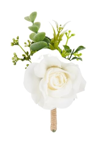 XPJYUA Hochzeit Corsage Corsage for Männer, Hochzeit, rustikal, Boutonniere, weiß, Braut-Armkorsage, Brautjungfer, Bräutigam, Party, Treffen, persönliche Dekorationen(Boutonniere E) von XPJYUA