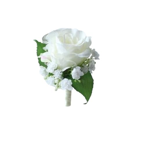 XPJYUA Hochzeit Corsage Corsage for Männer, Hochzeit, rustikal, Boutonniere, weiß, Braut-Armkorsage, Brautjungfer, Bräutigam, Party, Treffen, persönliche Dekorationen(Boutonniere F) von XPJYUA