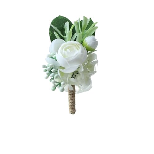 XPJYUA Hochzeit Corsage Corsage for Männer, Hochzeit, rustikal, Boutonniere, weiß, Braut-Armkorsage, Brautjungfer, Bräutigam, Party, Treffen, persönliche Dekorationen(Boutonniere G) von XPJYUA