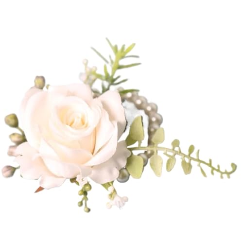 XPJYUA Hochzeit Corsage Elegante Bräutigam Boutonniere Blumen for Männer Anzug künstliche Rosen Handgelenk Corsage Hochzeit Zubehör(Wrist Corsage) von XPJYUA