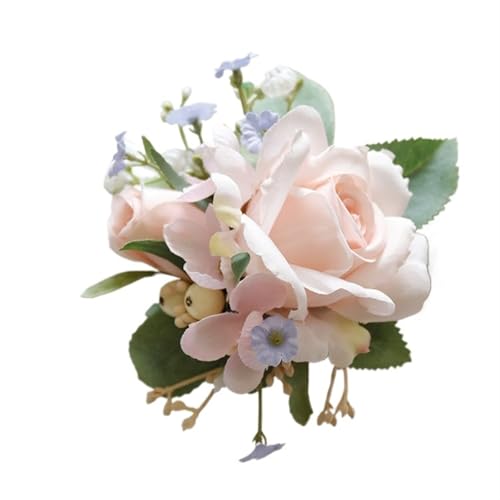 XPJYUA Hochzeit Corsage Handgelenk Corsage Brautjungfer Schwestern handgemachte Blume künstliche Seide Rose Armband Blumen for Hochzeit Tanz Party Dekor(Boutonniere-C) von XPJYUA