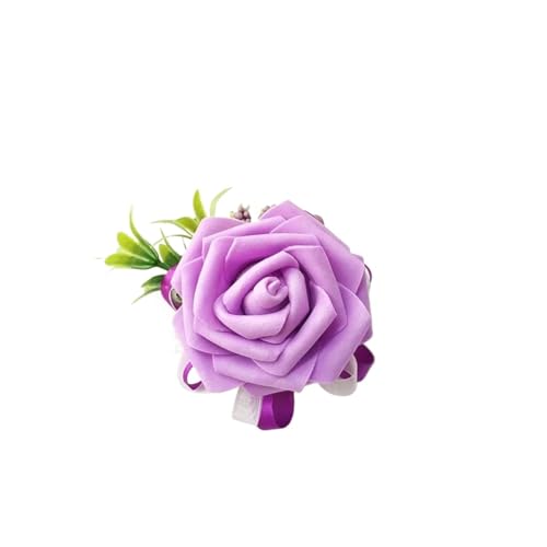 XPJYUA Hochzeit Corsage Handgelenk Corsage Hochzeit Armband Brautjungfer Blumen Hochzeit Corsage Armband Hochzeit Trauzeuge Ehe Zubehör(Purple) von XPJYUA