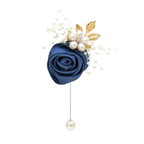 XPJYUA Hochzeit Corsage Hochzeit Abschlussball Corsage Zeremonie Blume Brosche Bankett Hochzeit Boutonnieres Bräutigam Trauzeugen Braut Knopfloch Blumen(Blue 1) von XPJYUA