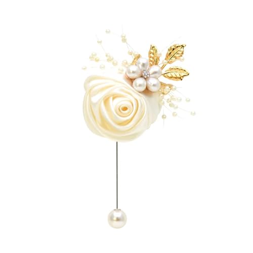 XPJYUA Hochzeit Corsage Hochzeit Abschlussball Corsage Zeremonie Blume Brosche Bankett Hochzeit Boutonnieres Bräutigam Trauzeugen Braut Knopfloch Blumen(White1) von XPJYUA