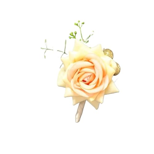 XPJYUA Hochzeit Corsage Hochzeit Boutonniere Braut Brautjungfer Handgelenk Corsage Bräutigam Pins Handgelenk Corsage Blume Seide Rot Simulation Rose Boutonniere(D) von XPJYUA