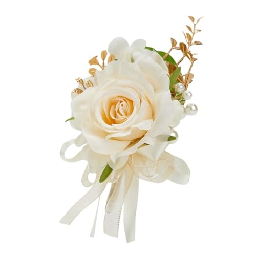 XPJYUA Hochzeit Corsage Hochzeit Boutonniere Seidenrosen Corsage Brautjungfer Armband Blumen Zeuge Mann Knopfloch Anzug Zubehör(Boutonniere-H) von XPJYUA