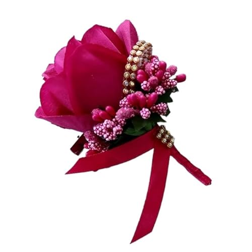 XPJYUA Hochzeit Corsage Hochzeitsanstecker und Boutonnieres Künstliche Rosen Seide Bräutigam Boutonniere Blume Trauzeuge Knopfloch Mariage Zubehör(15) von XPJYUA