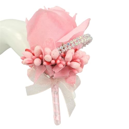 XPJYUA Hochzeit Corsage Hochzeitsanstecker und Boutonnieres Künstliche Rosen Seide Bräutigam Boutonniere Blume Trauzeuge Knopfloch Mariage Zubehör(3) von XPJYUA