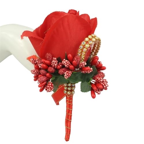 XPJYUA Hochzeit Corsage Hochzeitsanstecker und Boutonnieres Künstliche Rosen Seide Bräutigam Boutonniere Blume Trauzeuge Knopfloch Mariage Zubehör(4) von XPJYUA