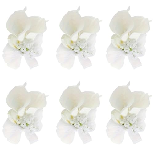 XPJYUA Hochzeit Corsage Hochzeitszubehör Bräutigam Braut Corsage Brautjungfer Schwestern Handgelenk Blume Bankett Boudoir Handblume Imitation Calla Lily(6 pcs Wrist Flower) von XPJYUA