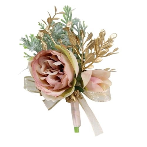 XPJYUA Hochzeit Corsage Künstliche Blumen Hochzeit Bräutigam Boutonniere Corsage Armband Brautjungfer Seidenblumen Brosche Ehe liefert(Boutonniere 03) von XPJYUA