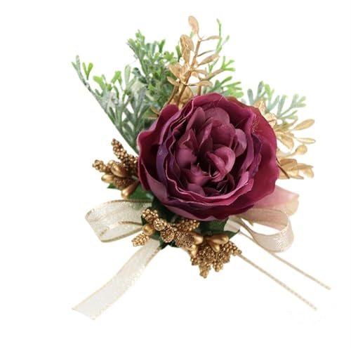 XPJYUA Hochzeit Corsage Künstliche Blumen Hochzeit Bräutigam Boutonniere Corsage Armband Brautjungfer Seidenblumen Brosche Ehe liefert(Wrist Flower 06) von XPJYUA