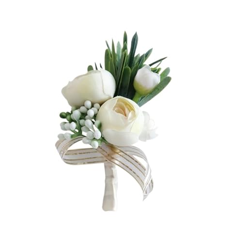 XPJYUA Hochzeit Corsage Künstliche Rose Blumen Simulation Seide Corsage Boutonniere Gefälschte Handgelenk Blumen for Hochzeit Geburtstag Braut Decor von XPJYUA