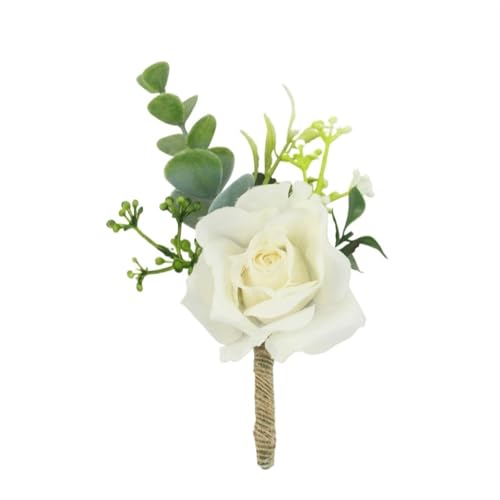 XPJYUA Hochzeit Corsage Künstliche Seidenblumen Groomsmen Boutonniere Braut Armband Corsage Schwester Hochzeit Hand Blumen Party Anzug Dekor Knopflöcher(Black) von XPJYUA