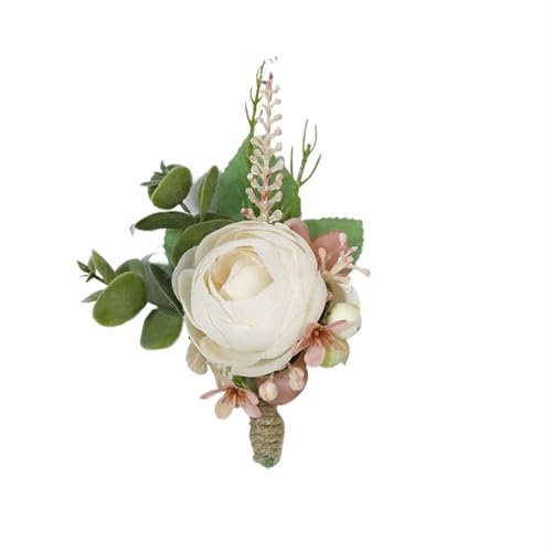 XPJYUA Hochzeit Corsage Künstliche staubige rosa Seide Rose Hochzeit Boutonnieres for Bräutigam Pins Blumen Corsage Handgelenk Brosche Braut Dekor(03Boutonnieres) von XPJYUA