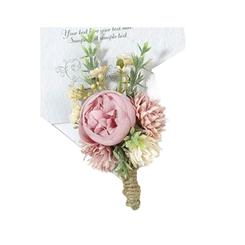 XPJYUA Hochzeit Corsage Künstliche staubige rosa Seide Rose Hochzeit Boutonnieres for Bräutigam Pins Blumen Corsage Handgelenk Brosche Braut Dekor(05Boutonnieres) von XPJYUA