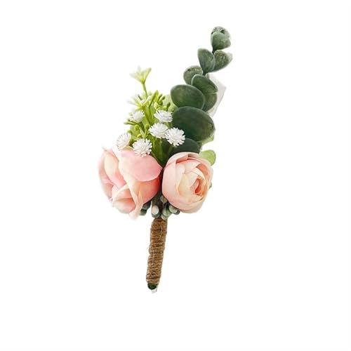 XPJYUA Hochzeit Corsage Lila Corsage Boutonniere Hochzeitszubehör Knopflochblumen Künstliche Rosen Prom Boyfriend Dekoration(Boutonniere C) von XPJYUA