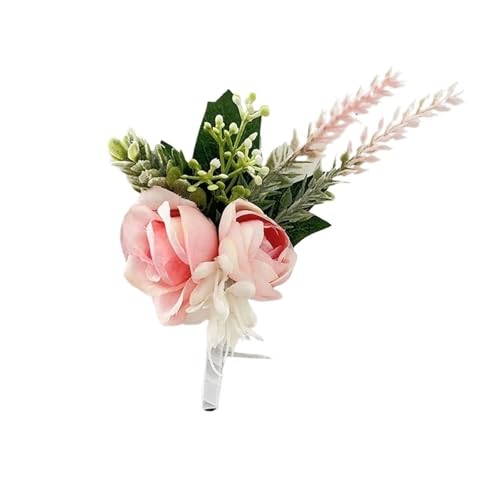 XPJYUA Hochzeit Corsage Lila Corsage Boutonniere Hochzeitszubehör Knopflochblumen Künstliche Rosen Prom Boyfriend Dekoration(Boutonniere D) von XPJYUA