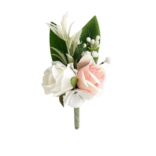 XPJYUA Hochzeit Corsage Lila Corsage Boutonniere Hochzeitszubehör Knopflochblumen Künstliche Rosen Prom Boyfriend Dekoration(Boutonniere E) von XPJYUA