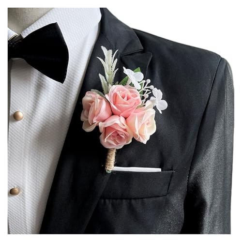 XPJYUA Hochzeit Corsage Lila Corsage Boutonniere Hochzeitszubehör Knopflochblumen Künstliche Rosen Prom Boyfriend Dekoration(Boutonniere F) von XPJYUA