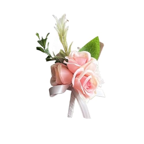 XPJYUA Hochzeit Corsage Lila Corsage Boutonniere Hochzeitszubehör Knopflochblumen Künstliche Rosen Prom Boyfriend Dekoration(Boutonniere H) von XPJYUA