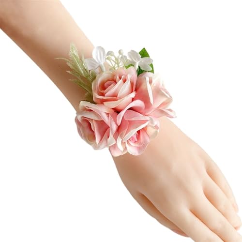 XPJYUA Hochzeit Corsage Lila Corsage Boutonniere Hochzeitszubehör Knopflochblumen Künstliche Rosen Prom Boyfriend Dekoration(Wrist Corsage C) von XPJYUA