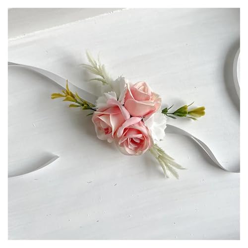 XPJYUA Hochzeit Corsage Lila Corsage Boutonniere Hochzeitszubehör Knopflochblumen Künstliche Rosen Prom Boyfriend Dekoration(Wrist Corsage E) von XPJYUA