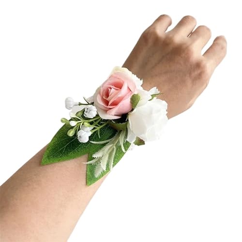 XPJYUA Hochzeit Corsage Lila Corsage Boutonniere Hochzeitszubehör Knopflochblumen Künstliche Rosen Prom Boyfriend Dekoration(Wrist Corsage F) von XPJYUA