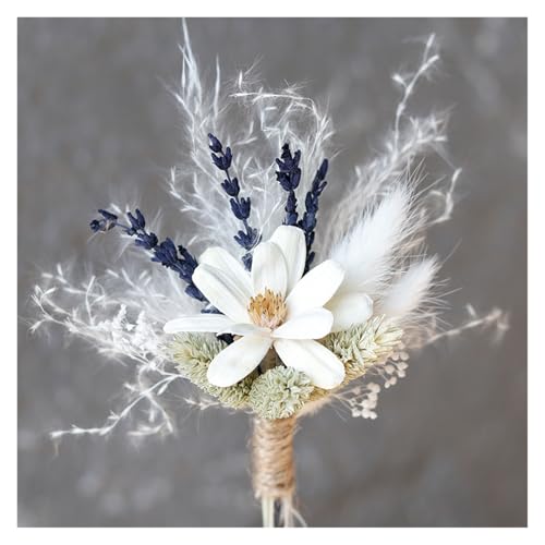 XPJYUA Hochzeit Corsage Neu Getrocknete Blumenstrauß Handgelenk Corsage Brosche Hochzeit Bräutigam Trauzeugen Boutonnieres Knopflöcher Hause Tisch Dekoration(C) von XPJYUA